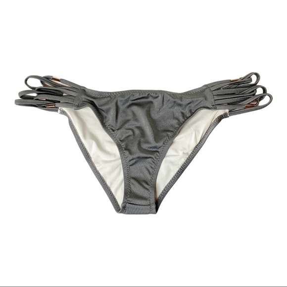 Eberjey Beach Glow Jagger Strappy Beaded Bottom in Sage Grey Size Medium - Picture 2 of 6